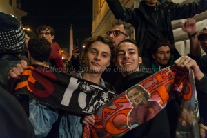 Roma 10/4/2018: Supporters romanisti a Piazza del Popolo