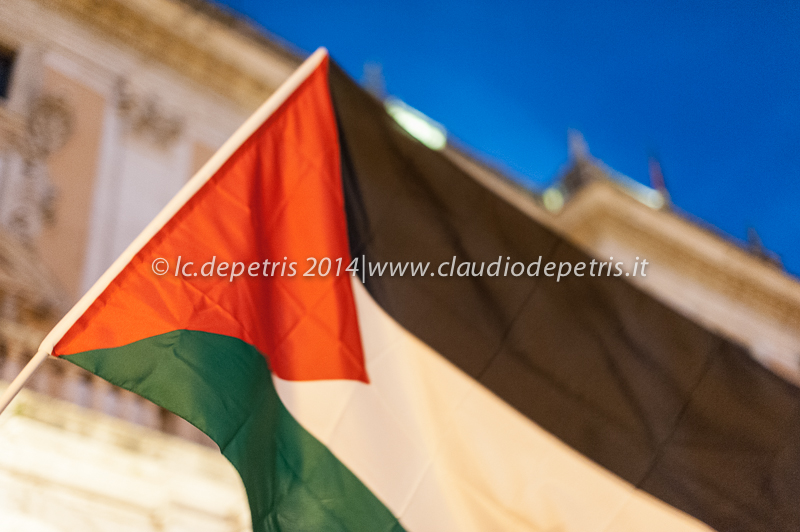 fiaccolata per la pace in palestina, piazza del campidoglio 16/7/2014